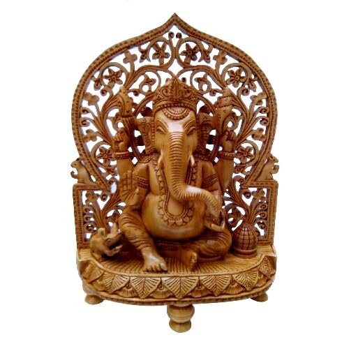 Wooden Ganesh Back Jali Home Decor Material kademwood 10 inches Height